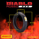 Pirelli Diablo Rosso III 120/70ZR17 Front & 240/45 ZR17 Rear Tire with Keychain