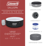 Coleman SaluSpa Miami AirJet 2 to 4 Person Round Inflatable Hot Tub Portable Outdoor Spa with 120 Soothing AirJets and Insulated Cover, Black