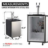 Beer Kegerator, Dual Tap Draft Beer Dispenser, Full Size Stainless Steel Keg Refrigerator With Drip Tray, CO2 Cylinder, 32掳F- 50掳F Temperature Control, 170L