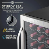 18 Bottle Compressor Wine Cooler Refrigerator w/Lock, Large Freestanding Wine Cellar For Red, White, Champagne or Sparkling Wine, 41f-64f Digital Temperature Control Fridge Glass Door Black