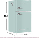Frigidaire Retro Mini Fridge with Freezer & Side Bottle Opener-Small 2 Door Refrigerator for Office Bar or College Dorm Room-3.1 Cu Ft �� 19��"D x 20.5" W x 33.5" H