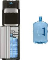 Bottom Loading Water Cooler Dispenser for 5 Gallon Bottles - 3 Temperatures with Hot, Room & Cold Spouts, Child Safety Lock, LED Display with Empty Bottle Alert, Stainless Steel