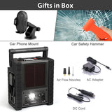 ZD-529 Solar Portable Power Station 2000 Amps Jump Starter, 260 PSI Air Compressor, 12V Car Battery Charger with 400W Inverter Dual AC/DC/USB Output, Emergency Backup Power with Flashlights