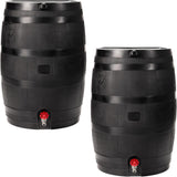 RTS Home Accents 50-Gallon ECO Rain Barrel Made with 100% Recycled Plastic, Flat Back Rain Water Collection Barrel, Black