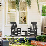 Rocking Chair Outdoor, Weather Resistant Poly Plastic Rocker Chairs, 350lb Heavy Duty, Oversized Porch for Adult, High Back Smooth Chairs Outdoor & Indoor, Black 1Chair