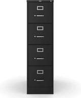 STAPLES 4-Drawer File Cabinet, Lockable, Black, 25"D x 15"W