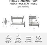 DHP Dusty Twin Over Full Metal Bunk Bed, Off White