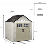 Rubbermaid 7�7 Ft Durable Weather Resistant Resin Outdoor Garden Storage Shed with Windows and Utility Hooks, Sand
