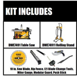 15 Amp Corded 10 in. Job Site Table Saw with Rolling Stand DWE7491RS