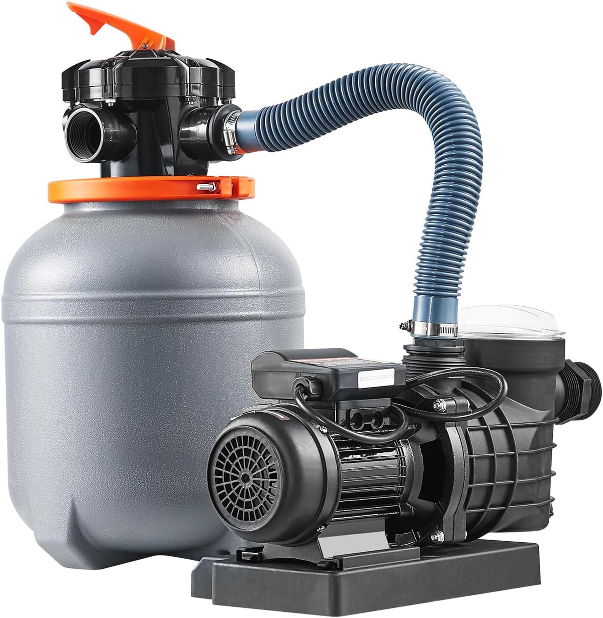 Outdoor swimming pool sand filter pump, 16 inches, 3500 liters/minute, 1 horsepower, swimming pool water pump system and filter kit set, equipped with 6-way multi-interface valve and filter basket, suitable for both household and commercial swimming