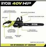 Ryobi 18�测�� 40V Cordless Chainsaw Kit with Battery & Charger, Green