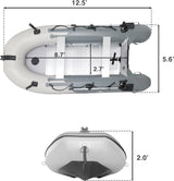 Inflatable Boat | Yacht Dinghy Tender Raft | Multi Person Fishing Boat | Aluminum Floor Oars | Fishing Rod Holders | Heavy-Duty PVC | 2024 Model |