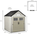 Rubbermaid Resin Outdoor Storage Shed With Floor (7 x 7 Ft) Weather Resistant Gray Organization for Home/Backyard/Garden Tools/Lawn Mower/Bike Storage/Pool Supplies