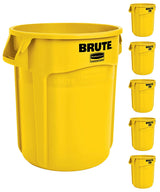 Yellow Heavy-Duty Trash/Garbage Can, (Pack of 6)
