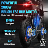 Electric Bike Q20, 2000W, 52V, 30-180 Miles All-Terrain Fat Tire E-Bike for Adults