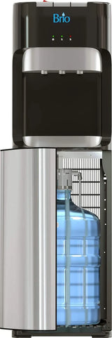 Bottom Loading Water Cooler Dispenser for 5 Gallon Bottles - 3 Temperatures with Hot, Room & Cold Spouts, Child Safety Lock, LED Display with Empty Bottle Alert, Stainless Steel