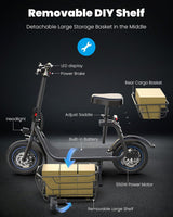Electric Scooter with Large Basket, 550W Motor