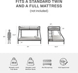 DHP Dusty Twin Over Full Metal Bunk Bed, Off White