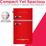 Frigidaire Retro Mini Fridge with Freezer & Side Bottle Opener-Small 2 Door Refrigerator for Office Bar or College Dorm Room-3.1 Cu Ft �� 19��"D x 20.5" W x 33.5" H