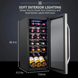 18 Bottle Compressor Wine Cooler Refrigerator w/Lock, Large Freestanding Wine Cellar For Red, White, Champagne or Sparkling Wine, 41f-64f Digital Temperature Control Fridge Glass Door Black