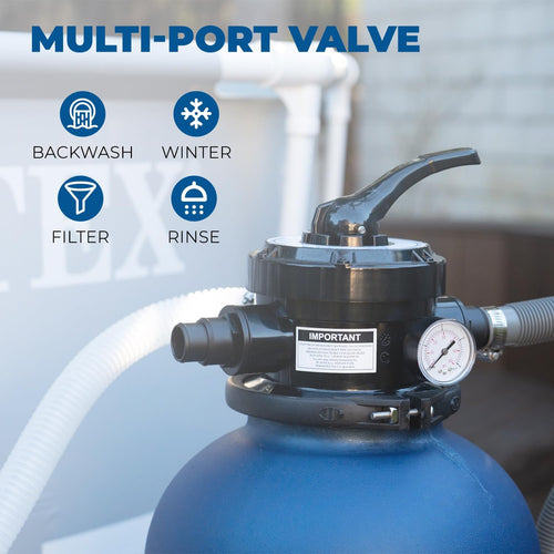 13-inch sand filter, 0.75 horsepower, swimming pool pump, 2400 gallons per hour, suitable for outdoor swimming pool package, multi-interface valve, maximum capacity 10000 gallons, 1-1/4 inch NPT interface