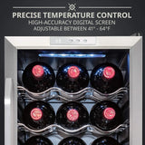 18 Bottle Compressor Wine Cooler Refrigerator w/Lock, Large Freestanding Wine Cellar For Red, White, Champagne or Sparkling Wine, 41f-64f Digital Temperature Control Fridge Glass Door Black