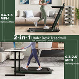 2.5HP 2-in-1 Folding Under Desk Treadmill with Speaker APP Remote Control, Portable Walking Jogging Machine for Home Gym Office
