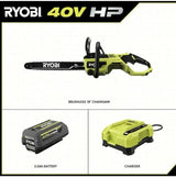Ryobi 18�测�� 40V Cordless Chainsaw Kit with Battery & Charger, Green