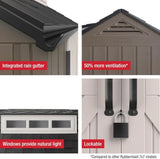 Rubbermaid Resin Outdoor Storage Shed With Floor (7 x 7 Ft) Weather Resistant Gray Organization for Home/Backyard/Garden Tools/Lawn Mower/Bike Storage/Pool Supplies