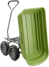 Heavy-duty multi-purpose garbage transfer cart garden cart, equipped with pneumatic tires, capacity 4 cubic feet - 600 pounds load capacity, outdoor wheeled cart, suitable for garden, gardening and landscaping work.