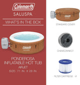 Coleman SaluSpa Miami AirJet 2 to 4 Person Round Inflatable Hot Tub Portable Outdoor Spa with 120 Soothing AirJets and Insulated Cover, Black