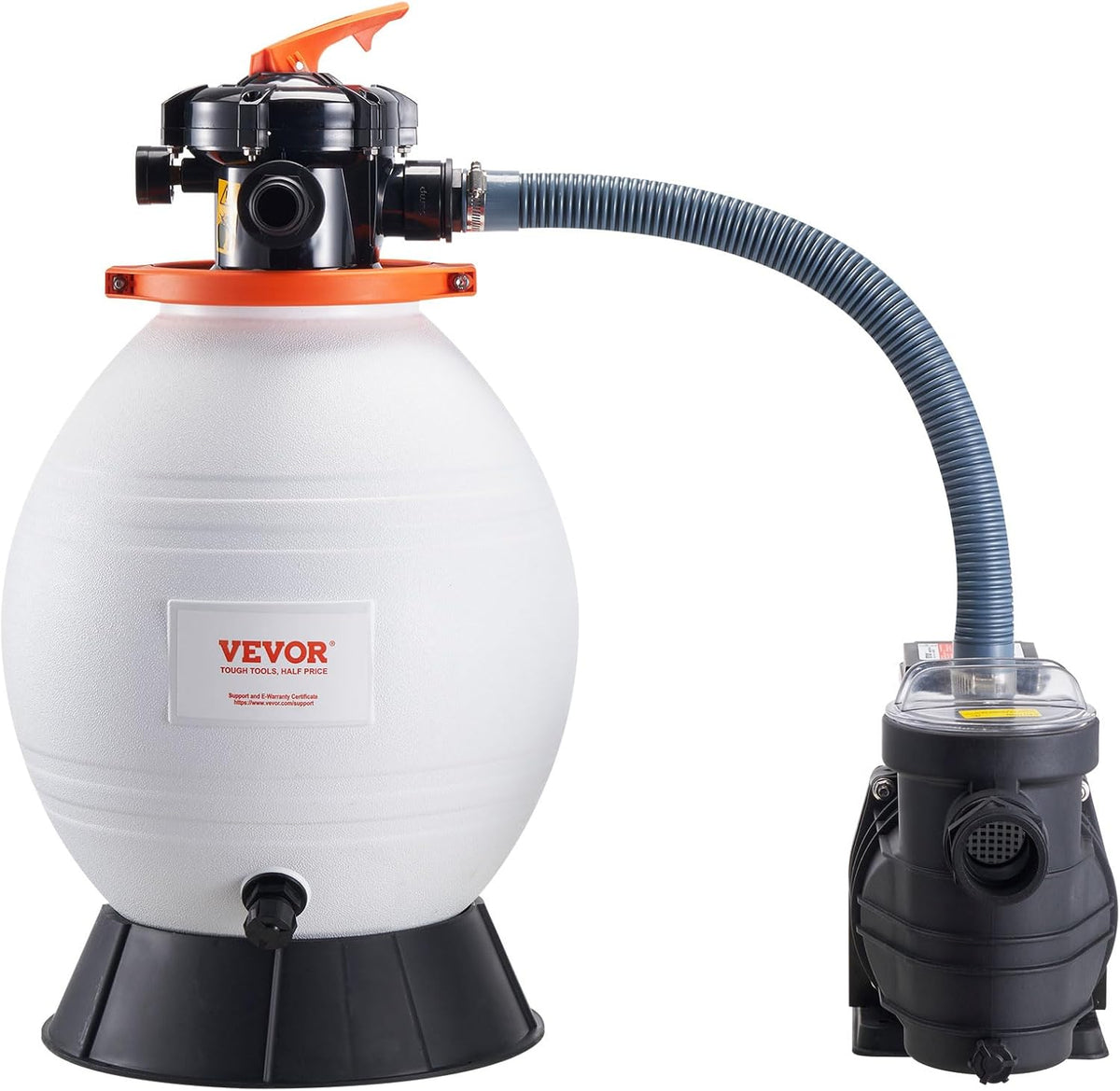 Outdoor swimming pool sand filter pump, 16 inches, 3500 liters/minute, 1 horsepower, swimming pool water pump system and filter kit set, equipped with 6-way multi-interface valve and filter basket, suitable for both household and commercial swimming