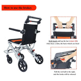 Ultra-Light Portable Folding Wheelchair, Travel-Friendly with Handbrake, 220 lbs Capacity, Ideal for Elderly & Children, 34.2锟�32.6 Unfolded Dimensions