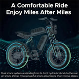 1000W Electric Bike for Adults, Retro-Style, 28mph, 94 Miles Range, 20���ワ拷���ゆ��x4.0���ワ拷���ゆ�� Fat Tires, Full Suspension, UL Certified