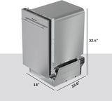 Honeywell 18 Inch Dishwasher with 8 Place settings, 6 Washing Programs, Stainless Steel Tub, UL/Energy Star- Stainless Steel