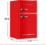 Frigidaire Retro Mini Fridge with Freezer & Side Bottle Opener-Small 2 Door Refrigerator for Office Bar or College Dorm Room-3.1 Cu Ft �� 19��"D x 20.5" W x 33.5" H