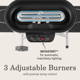 RoadTrip Portable Stand-Up Propane Grill with 3 Adjustable Burners & Instastart Ignition, 20,000 BTUs of Power for Outdoor Cooking