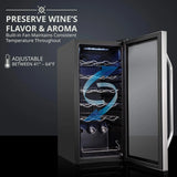 18 Bottle Compressor Wine Cooler Refrigerator w/Lock, Large Freestanding Wine Cellar For Red, White, Champagne or Sparkling Wine, 41f-64f Digital Temperature Control Fridge Glass Door Black