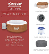 Coleman SaluSpa Miami AirJet 2 to 4 Person Round Inflatable Hot Tub Portable Outdoor Spa with 120 Soothing AirJets and Insulated Cover, Black