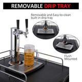 Beer Kegerator, Dual Tap Draft Beer Dispenser, Full Size Stainless Steel Keg Refrigerator With Drip Tray, CO2 Cylinder, 32掳F- 50掳F Temperature Control, 170L