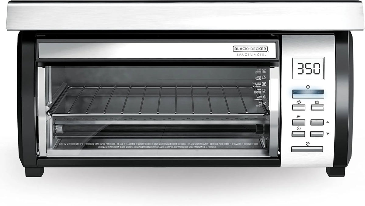 BLACK DECKER SpaceMaker Under Counter Toaster Oven, Digital Controls, Black/Stainless Steel, Fits 9锟芥�锟斤拷 Pizza or 4 Slices