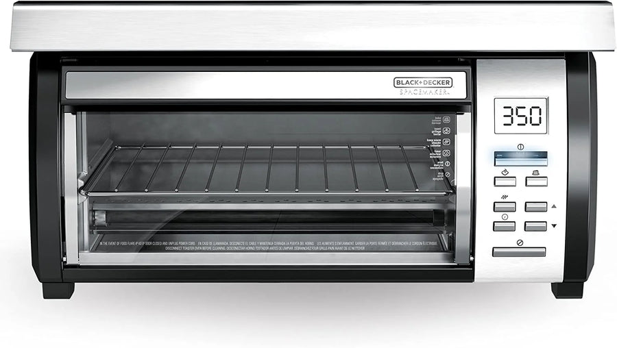 BLACK DECKER SpaceMaker Under Counter Toaster Oven, Digital Controls, Black/Stainless Steel, Fits 9锟芥�锟斤拷 Pizza or 4 Slices