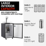 Beer Kegerator, Dual Tap Draft Beer Dispenser, Full Size Stainless Steel Keg Refrigerator With Drip Tray, CO2 Cylinder, 32掳F- 50掳F Temperature Control, 170L