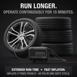 UltraFast 15A Tire Inflator, 12V Portable Air Compressor Pump, Rated at 80 PSI, Inflates Tires from 0-40 PSI in 2.9 Minutes with a Digital Gauge, Smart Pressure and Auto-Shutoff
